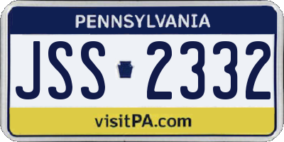 PA license plate JSS2332