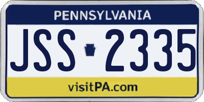 PA license plate JSS2335