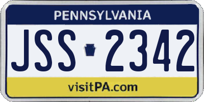PA license plate JSS2342