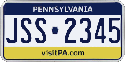 PA license plate JSS2345