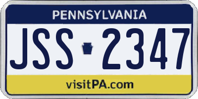 PA license plate JSS2347