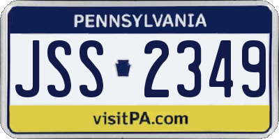 PA license plate JSS2349