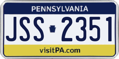 PA license plate JSS2351
