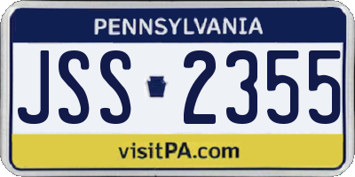PA license plate JSS2355