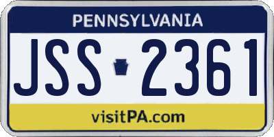PA license plate JSS2361