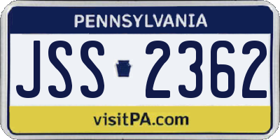 PA license plate JSS2362