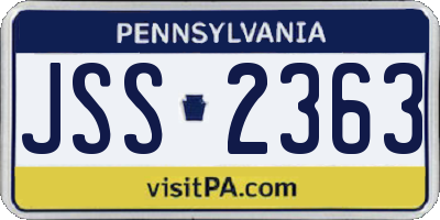 PA license plate JSS2363