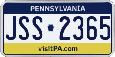 PA license plate JSS2365