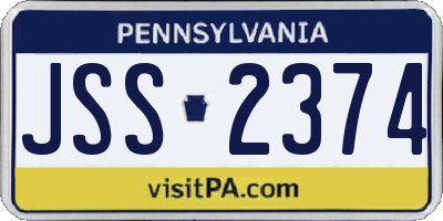 PA license plate JSS2374