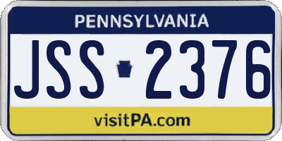 PA license plate JSS2376