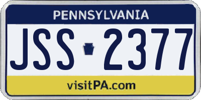 PA license plate JSS2377