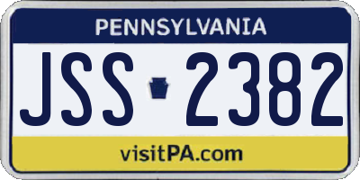 PA license plate JSS2382