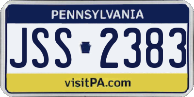PA license plate JSS2383