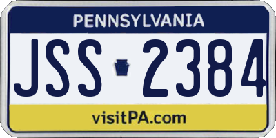 PA license plate JSS2384
