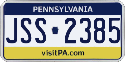 PA license plate JSS2385