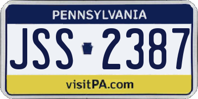 PA license plate JSS2387