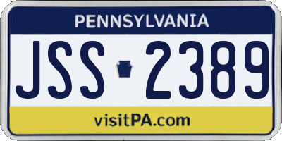 PA license plate JSS2389