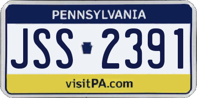 PA license plate JSS2391
