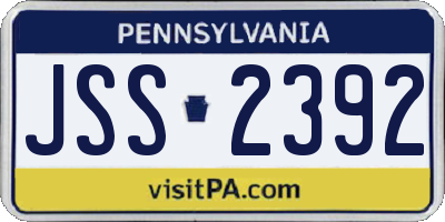 PA license plate JSS2392