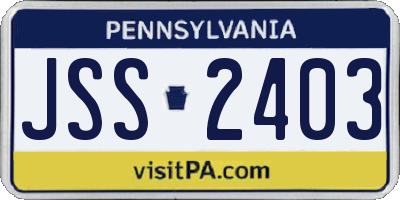 PA license plate JSS2403