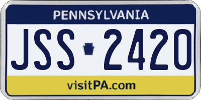 PA license plate JSS2420