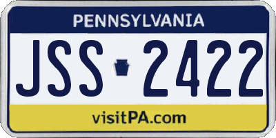 PA license plate JSS2422
