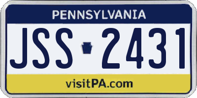PA license plate JSS2431