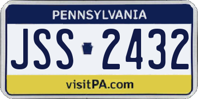 PA license plate JSS2432