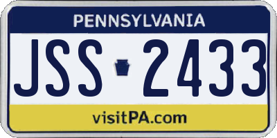PA license plate JSS2433