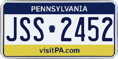 PA license plate JSS2452