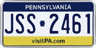 PA license plate JSS2461
