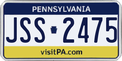 PA license plate JSS2475