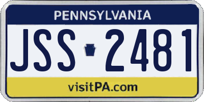 PA license plate JSS2481