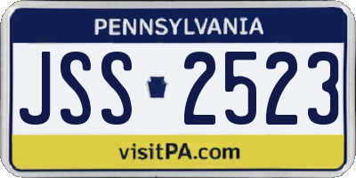 PA license plate JSS2523