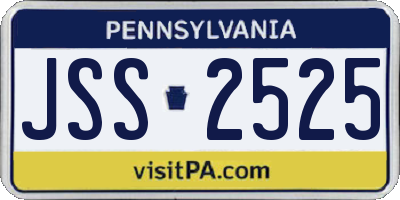 PA license plate JSS2525