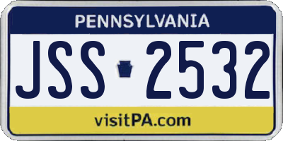 PA license plate JSS2532