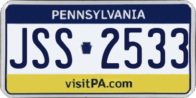 PA license plate JSS2533