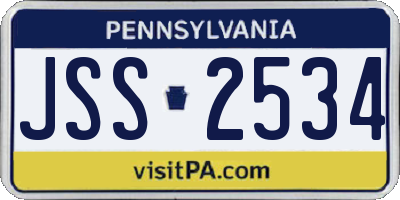PA license plate JSS2534