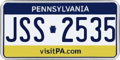 PA license plate JSS2535