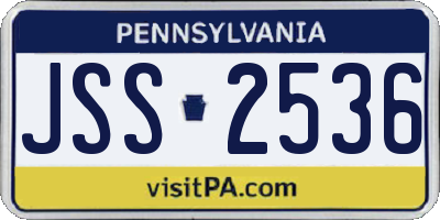 PA license plate JSS2536