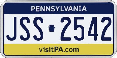 PA license plate JSS2542