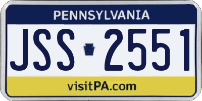 PA license plate JSS2551