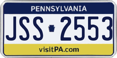 PA license plate JSS2553
