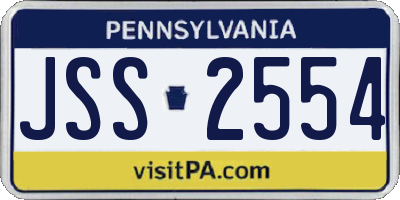 PA license plate JSS2554
