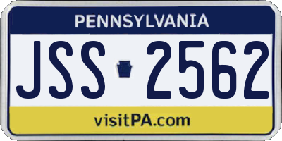PA license plate JSS2562