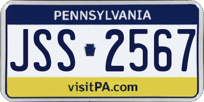 PA license plate JSS2567