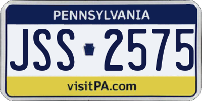 PA license plate JSS2575