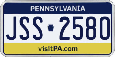 PA license plate JSS2580