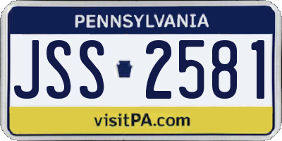 PA license plate JSS2581