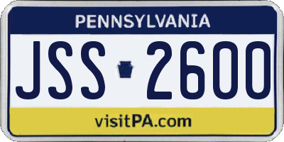 PA license plate JSS2600